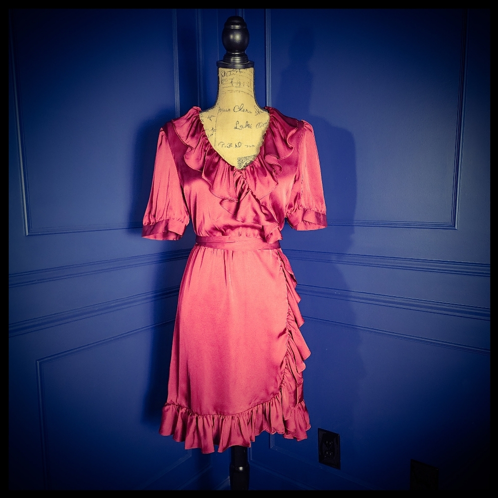 Jill Jill Stuart Faux Wrap Satin Dress Size 10
